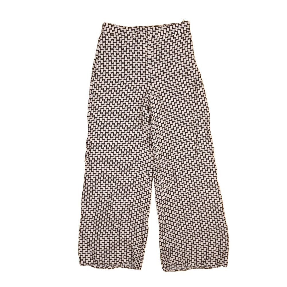 NOBODY'S CHILD Fearne Cotton Brown Cream Geo Print Wide Leg Cora Trousers Size 4 - Picture 4 of 9